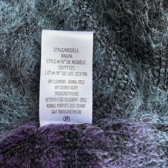 Theyskens Theory Mohair Blend Sweater Womens Sz L Jewel Purple Blue Fuzzy Ombre - Picture 11 of 11